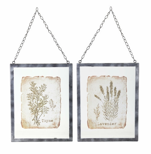 Lavender/Thyme Frame (Set of 2) 9.5" x 12.5" Glass/Metal - GHAVASTORE