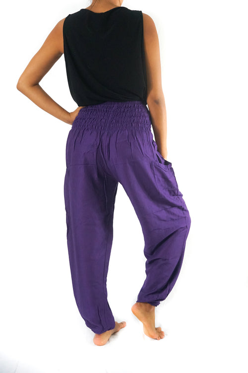 Purple Women Boho Pants Hippie Pants Yoga Pants Harem - GHAVASTORE