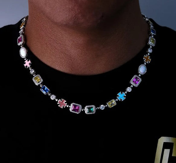 Gold-Plated Hip-Hop Gemstone Necklace - GHAVASTORE