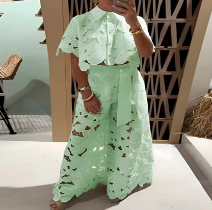 Pluzi Set: Lightweight Lace Pants and Top (Summer 2025) - GHAVASTORE