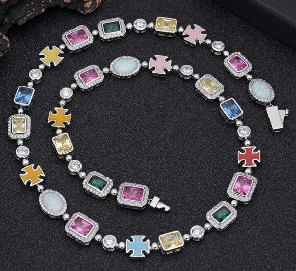 Gold-Plated Hip-Hop Gemstone Necklace - GHAVASTORE