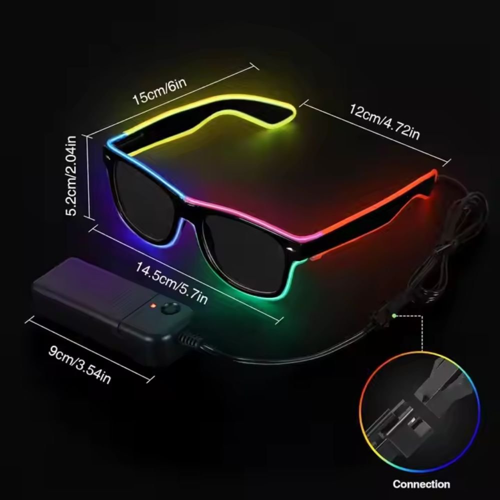 Glow in the Dark Multi-Color LED EL Wire Light-Up Glasses - GHAVASTORE