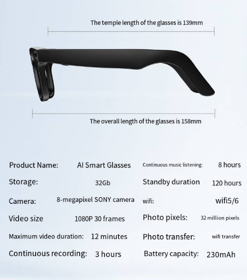 AI Camera Smart Glasses - GHAVASTORE