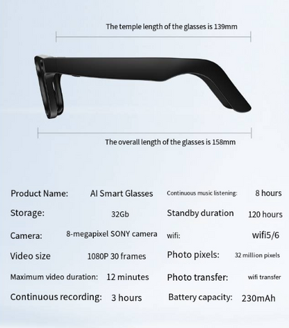 AI Camera Smart Glasses - GHAVASTORE