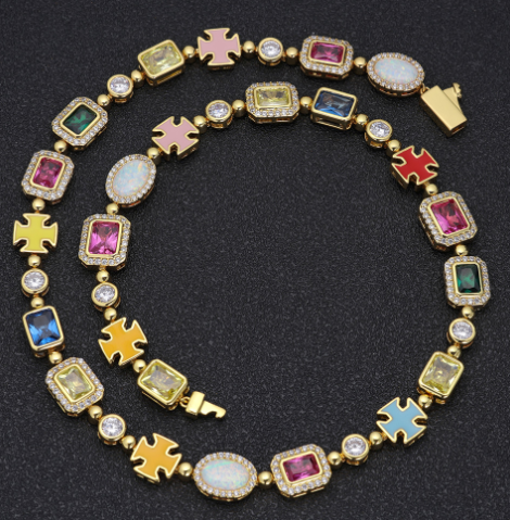 Gold-Plated Hip-Hop Gemstone Necklace - GHAVASTORE