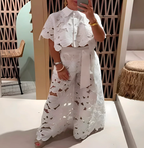 Pluzi Set: Lightweight Lace Pants and Top (Summer 2025) - GHAVASTORE