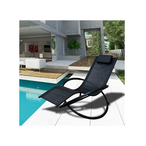 Zero Gravity Portable Foldable Rocking Chair Recliner Black - GHAVASTORE