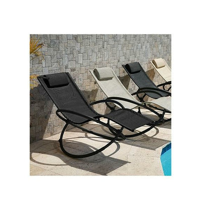 Zero Gravity Portable Foldable Rocking Chair Recliner Black - GHAVASTORE