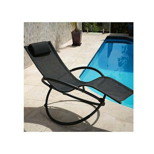 Zero Gravity Portable Foldable Rocking Chair Recliner Black - GHAVASTORE