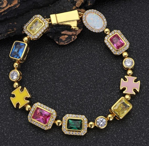 Gold-Plated Hip-Hop Gemstone Necklace - GHAVASTORE