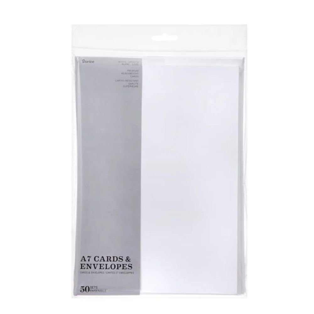 Darice A7 Cards & Envelopes 50 Sets Ensemble - White - GHAVASTORE