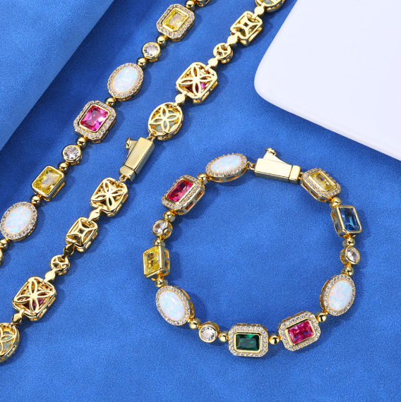 Gold-Plated Hip-Hop Gemstone Necklace - GHAVASTORE