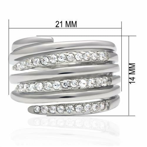 LO2075 - Rhodium Brass Ring with AAA Grade CZ  in Clear - GHAVASTORE
