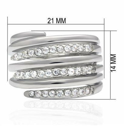 LO2075 - Rhodium Brass Ring with AAA Grade CZ  in Clear - GHAVASTORE